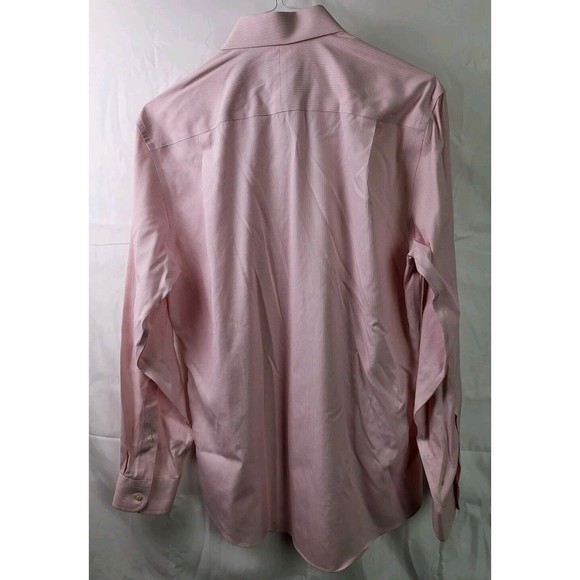 Jos A Bank Mens Dress Shirt 15.5/34 Tailored Fit Pink White Striped *Small Mark* - Picture 7 of 7